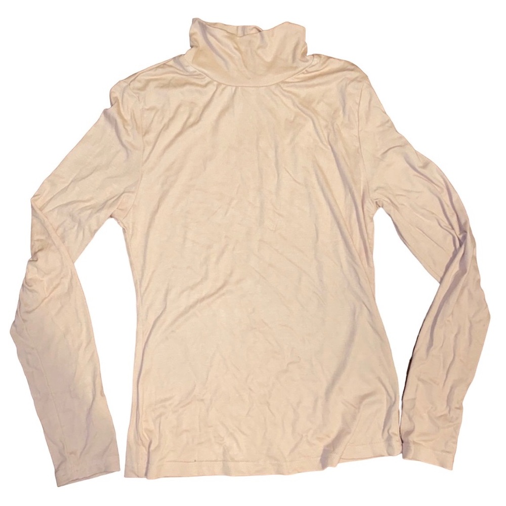 Beige mock neck long sleeve top